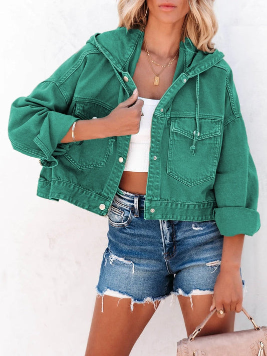 Groen cropped denim jack