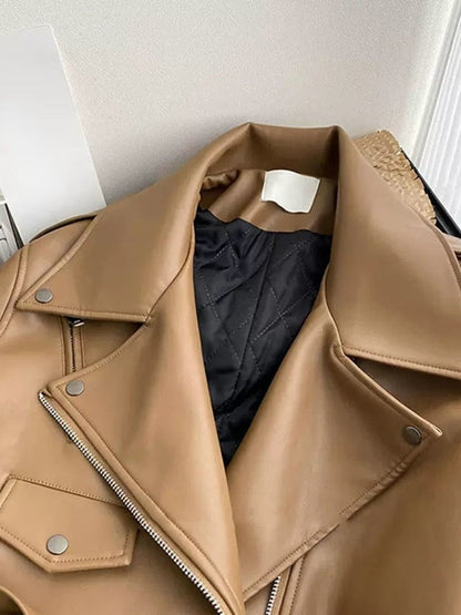 Cropped leren jas