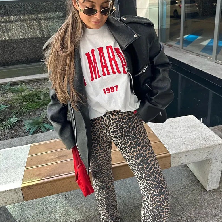 Isabell - Vintage-Jeans met Luipaardprint