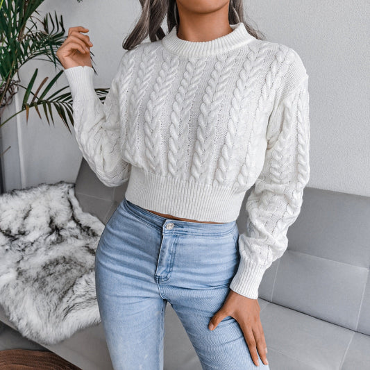 Witte cropped trui met patroon