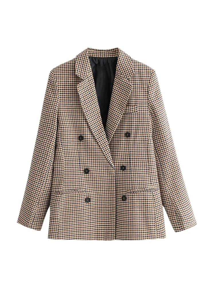 Mylah | Geruite blazer in vintage stijl