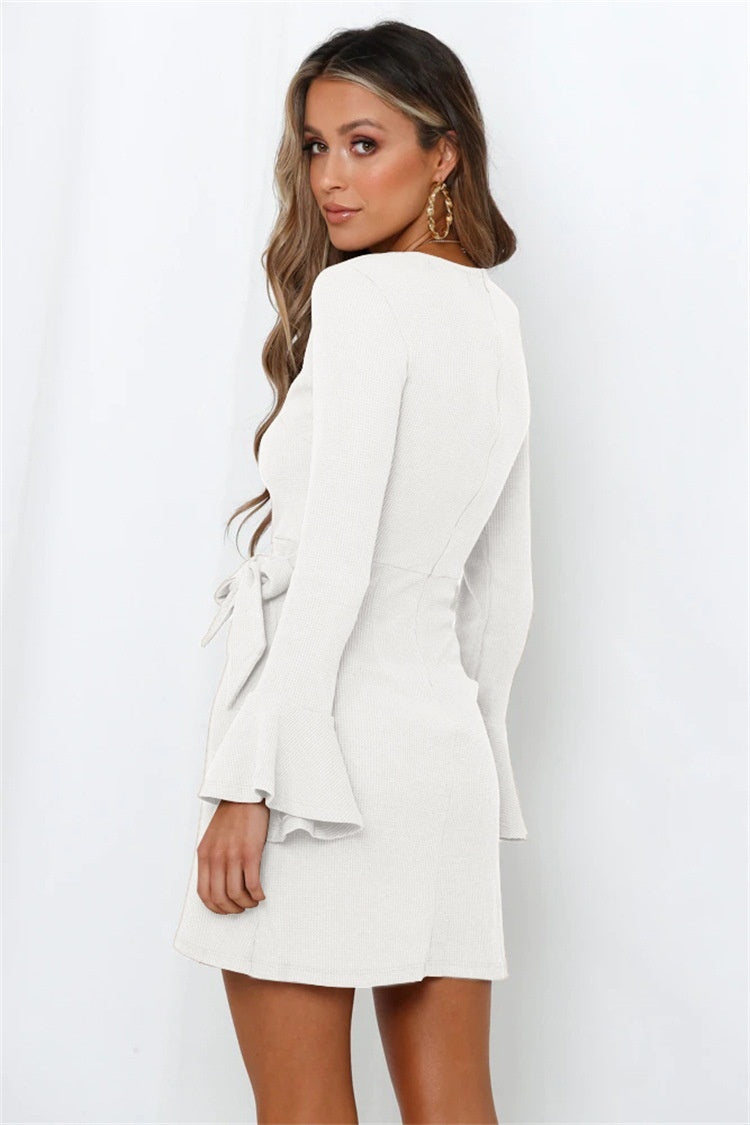 Witte mini overslagjurk