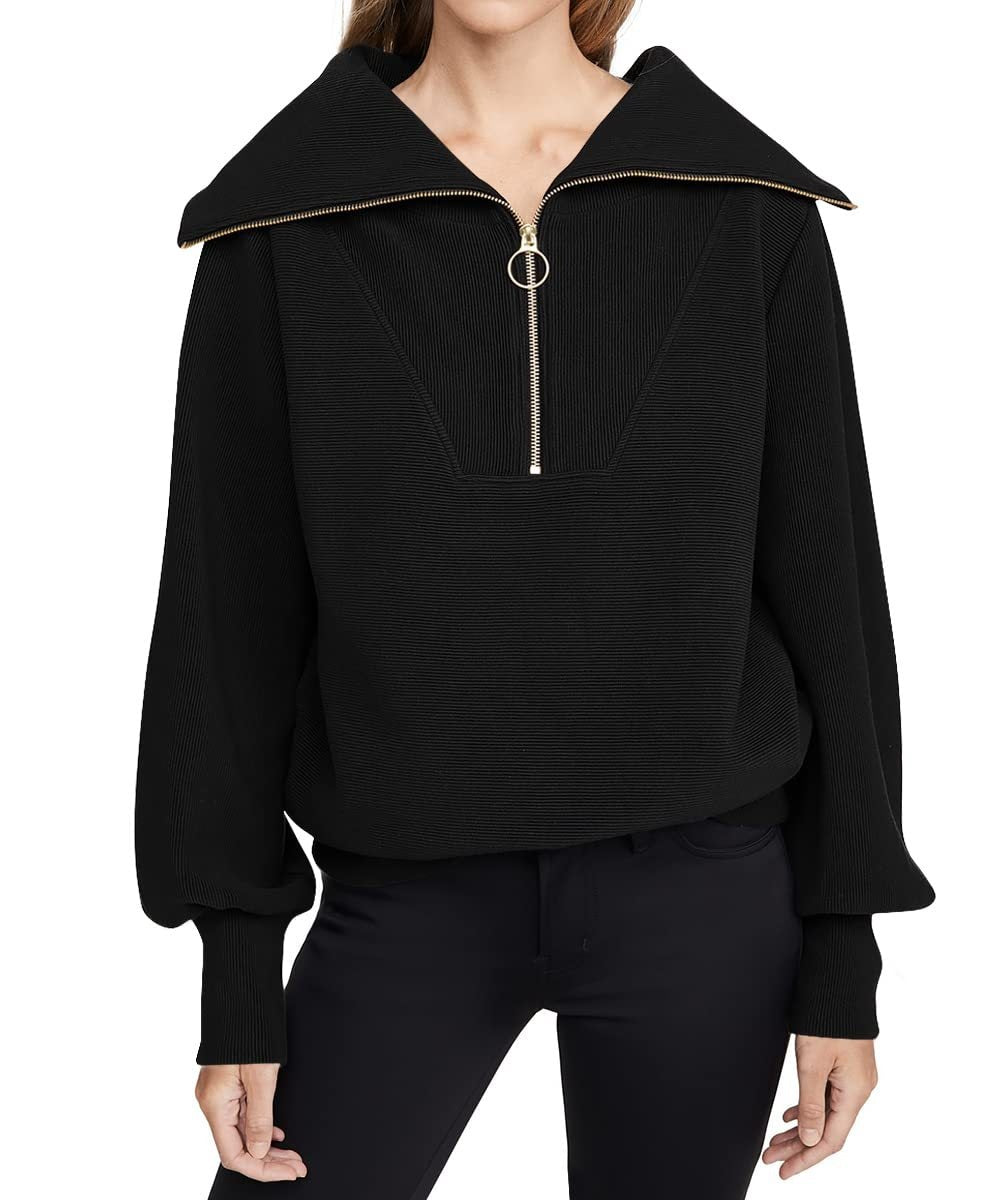 Zwarte oversized trui met grote kraag