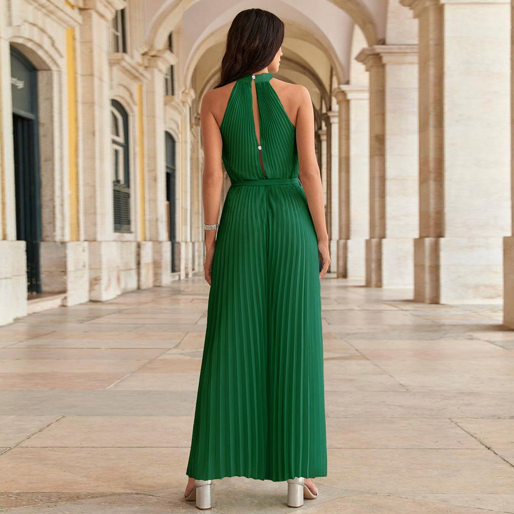 Groene plissé jumpsuit