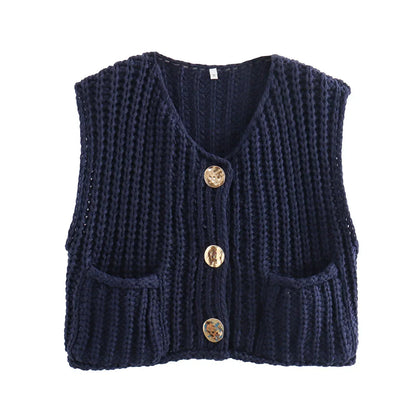 Celina Gebreide Cardigan | Elegant gebreid mouwloos vest met knopen voor dames