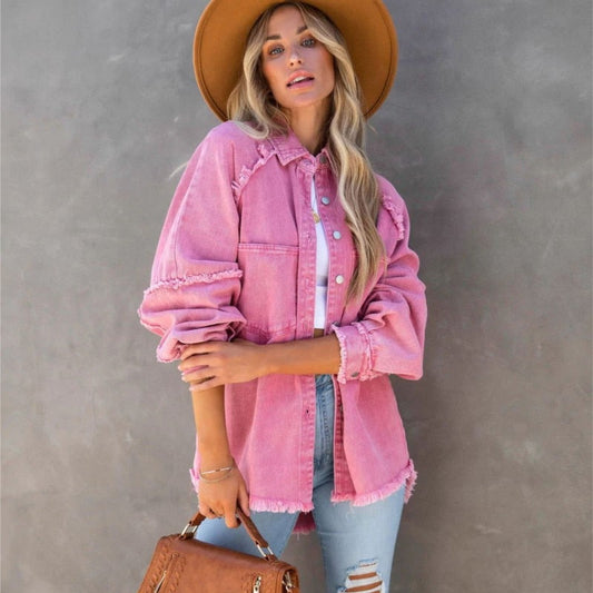 Roze denim jack