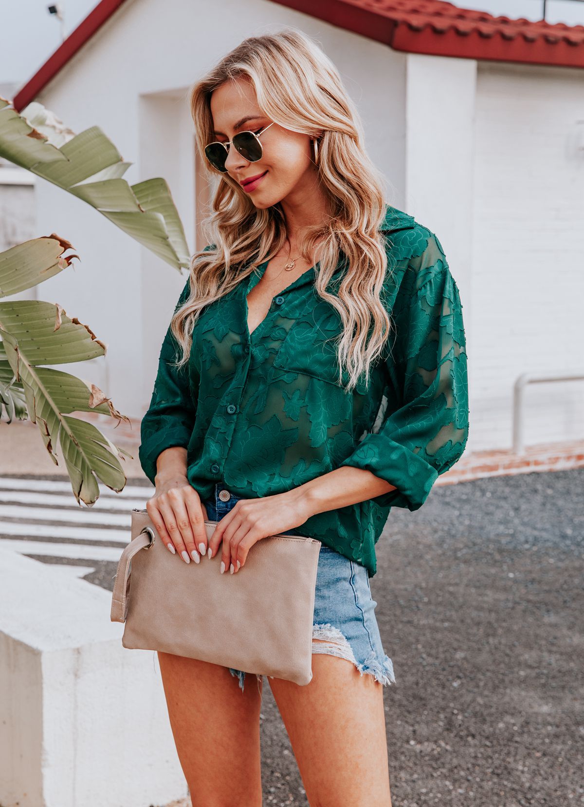 Groene blouse met patroon