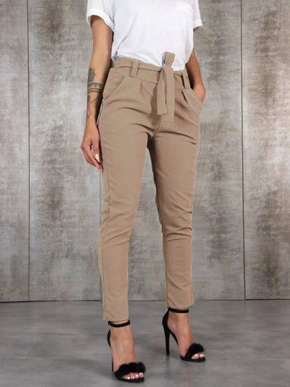 Viola High Waist Broek | Elegante, stijlvolle, smal gesneden damesbroek met riem
