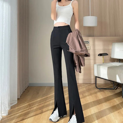 ModeParisienne® Nienna - Zwarte Broek met Split in Grote Maten