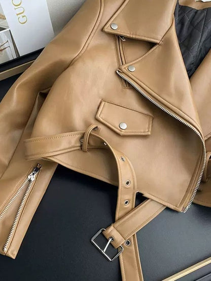 Cropped leren jas