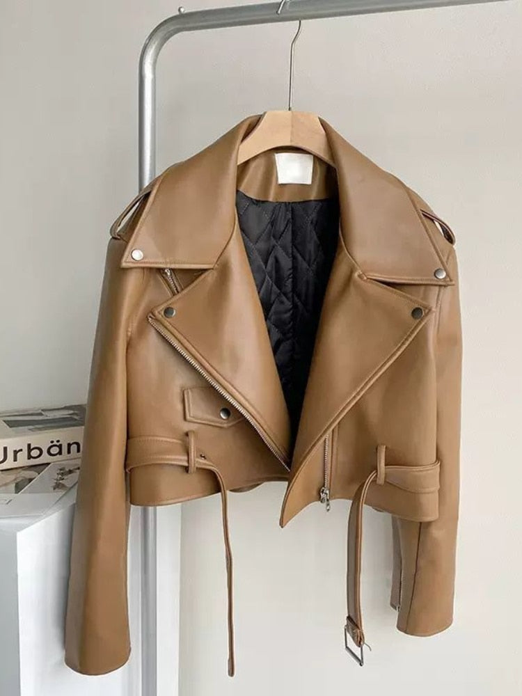 Cropped leren jas