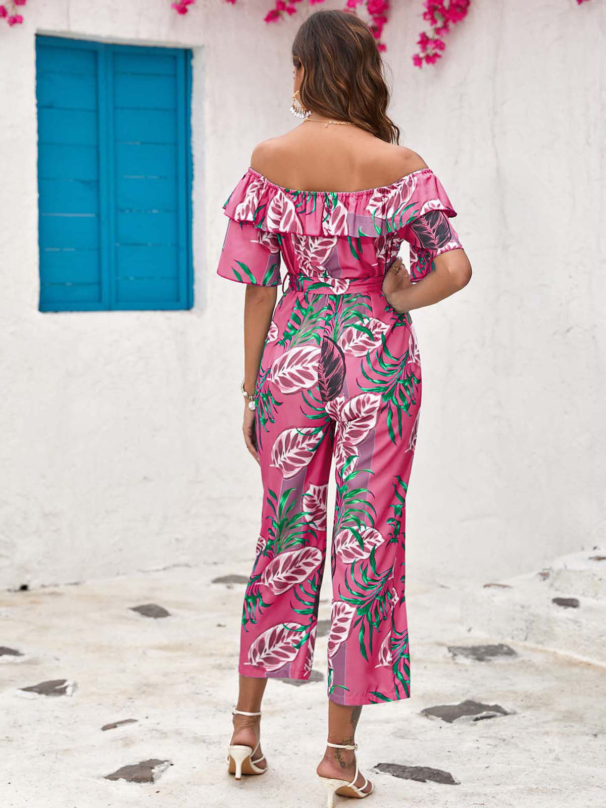 Roze jumpsuit met print