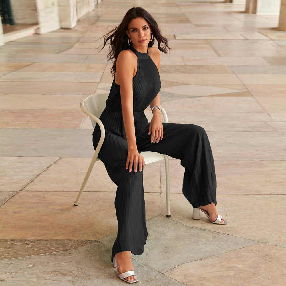 Zwarte plissé jumpsuit