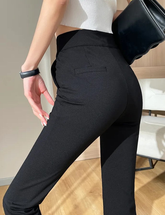 ModeParisienne® Nienna - Zwarte Broek met Split in Grote Maten