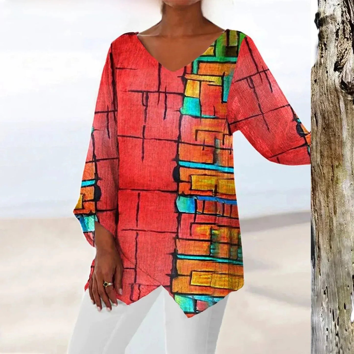Clementine - Vintage-Top met V-hals