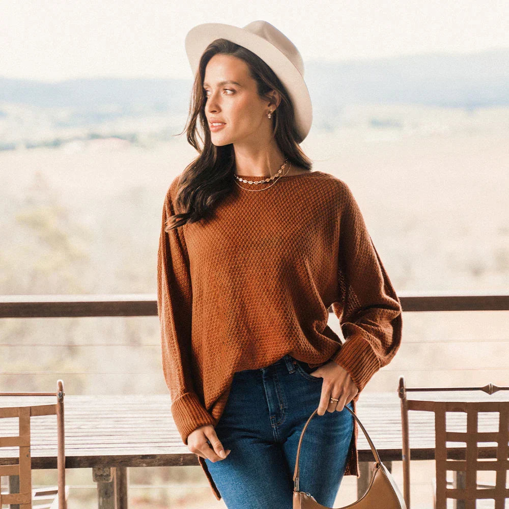 Thany | Casual trui met gespleten zoom