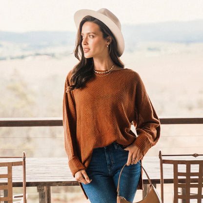 Thany | Casual trui met gespleten zoom