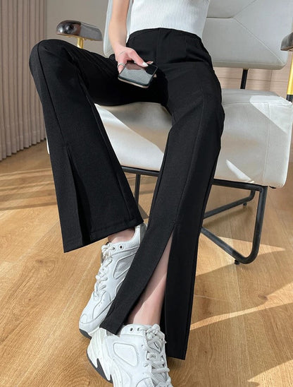 ModeParisienne® Nienna - Zwarte Broek met Split in Grote Maten