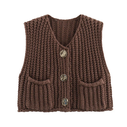 Celina Gebreide Cardigan | Elegant gebreid mouwloos vest met knopen voor dames