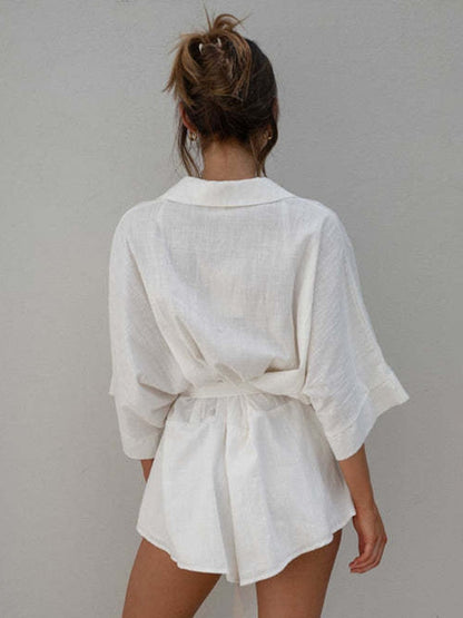 Witte linnen oversized blouse