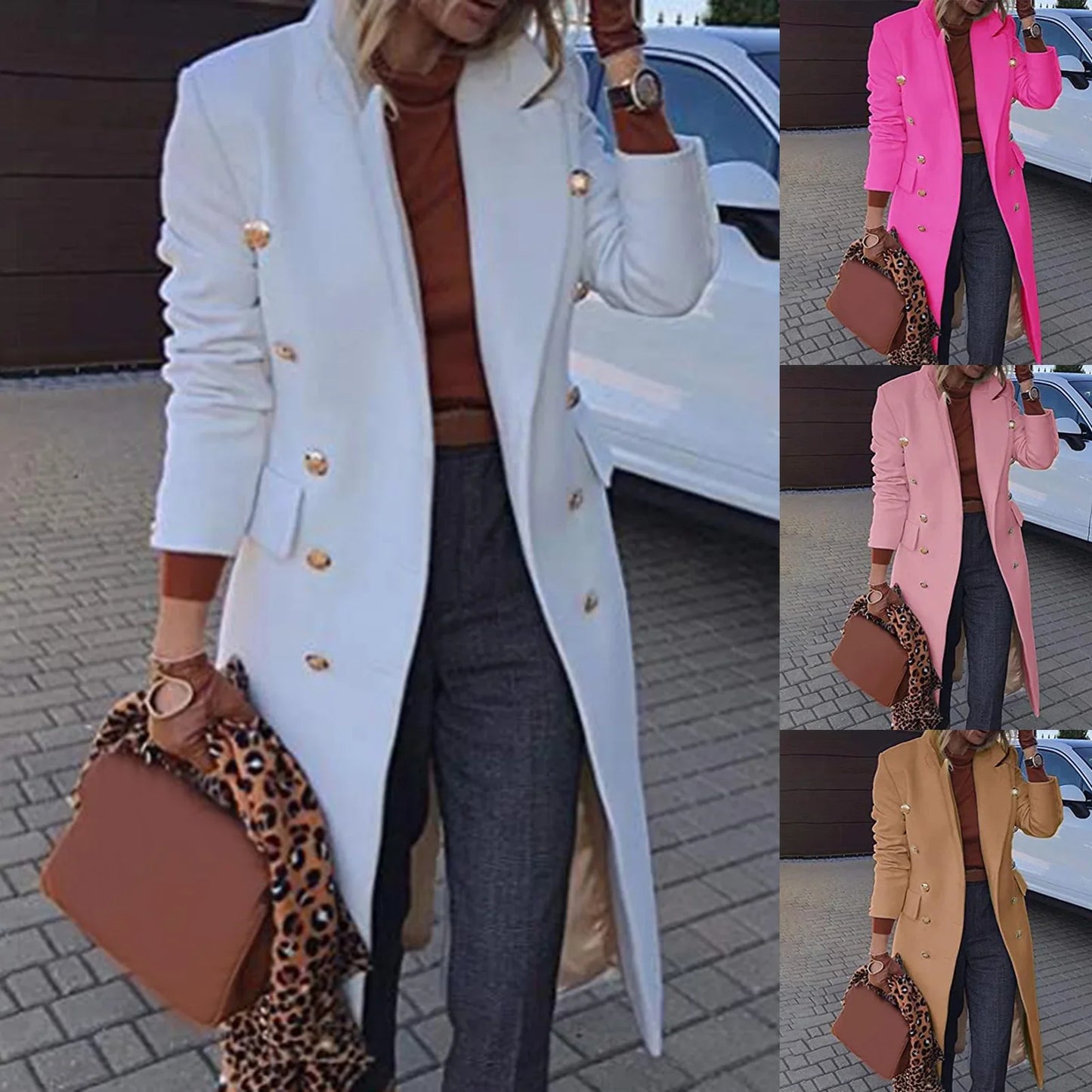 Blaueron Coat | Casual wollen jas voor vrouwen met gouden knopen