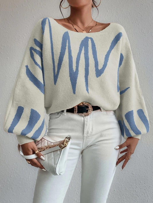 Witte oversized trui met pofmouwen