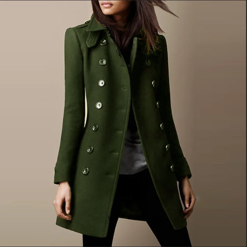 Carmen Wol Mantel | Elegante lang gevoerde damesjas met hoge kraag