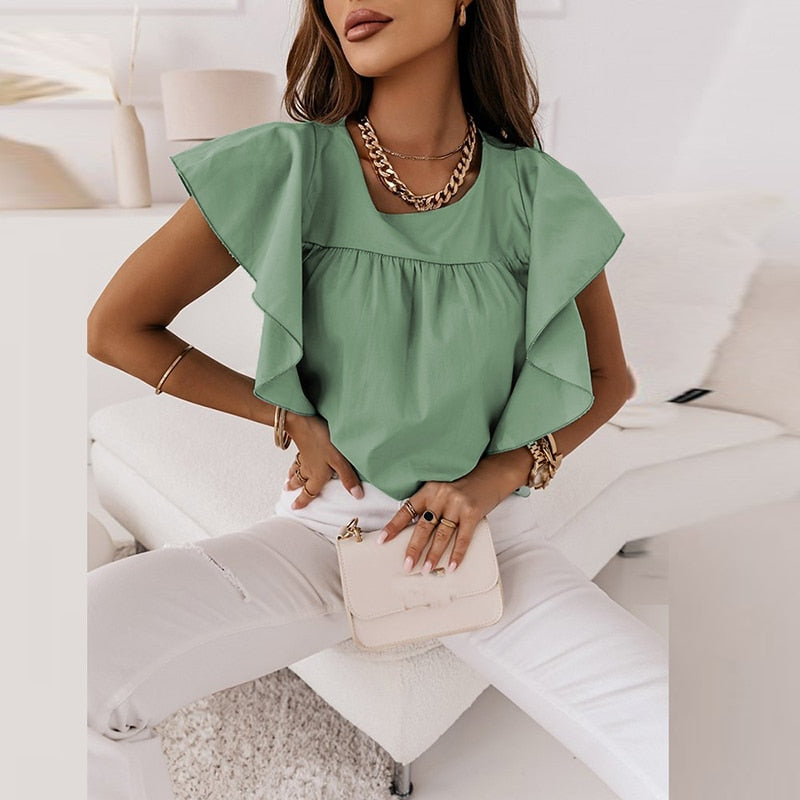 Groen blouse met ruffle
