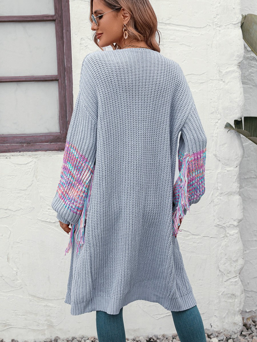 Grijs vest met franjes