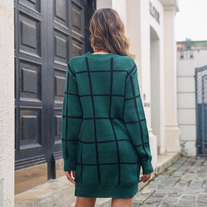 Groene oversized trui met ruit