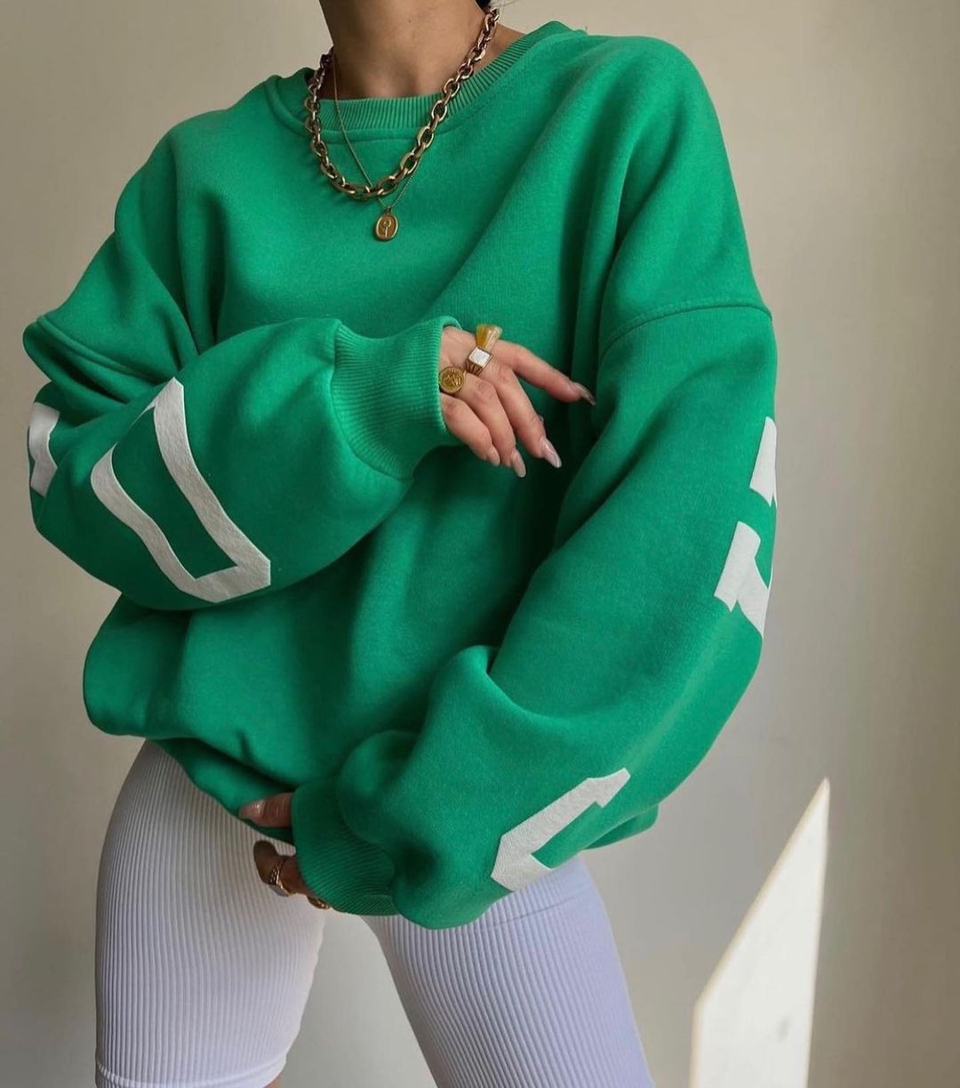 Pauline - Chique Herfst Oversized Sweatshirt met Chicago Letter Graphic voor Vrouwen