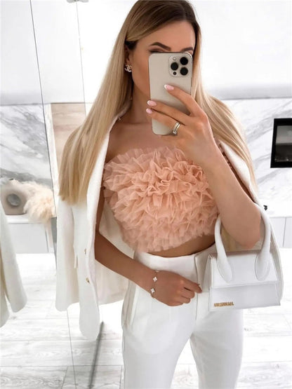 Roze strapless top
