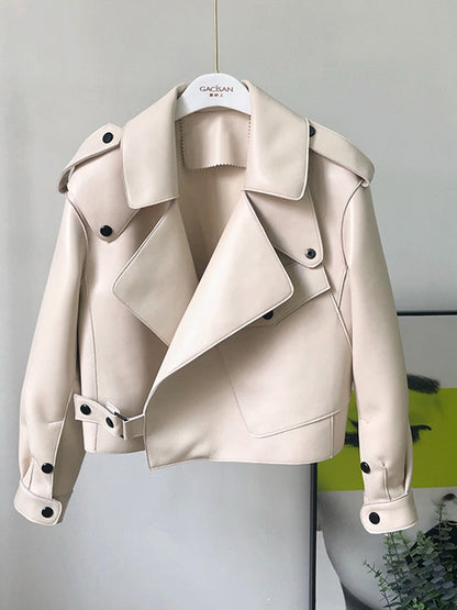 Korte leren trenchcoat