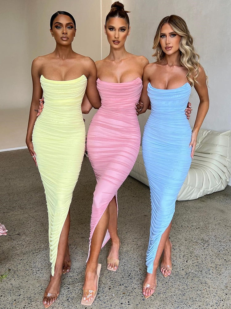 Strapless maxi jurk