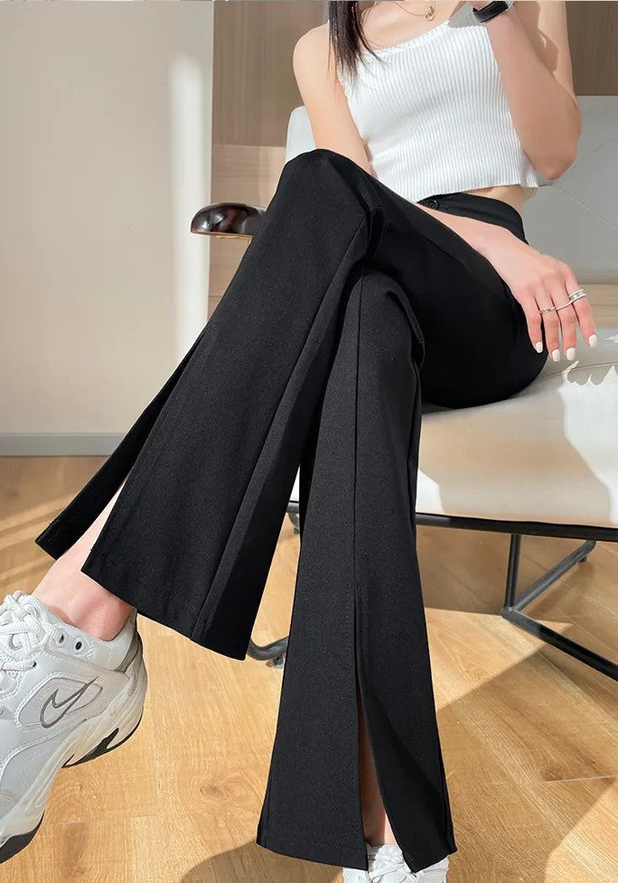 ModeParisienne® Nienna - Zwarte Broek met Split in Grote Maten