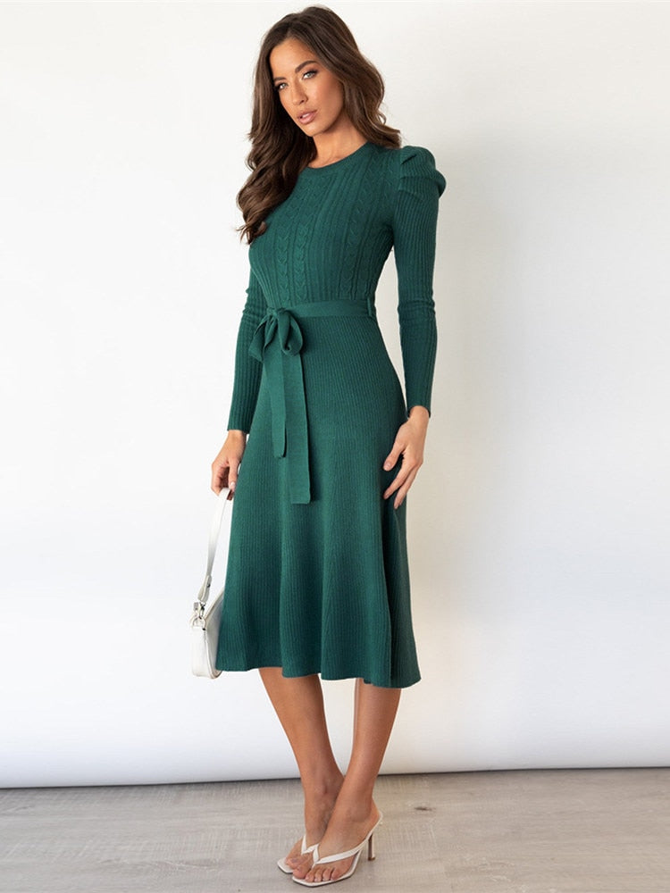 Knitted jurk met lange mouwen
