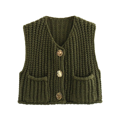 Celina Gebreide Cardigan | Elegant gebreid mouwloos vest met knopen voor dames