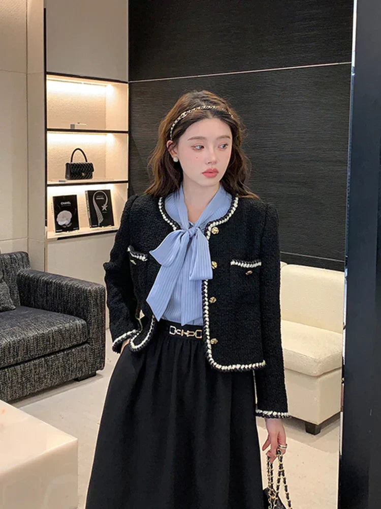 Florene - Tweed blazer - vintage stijl met franjes
