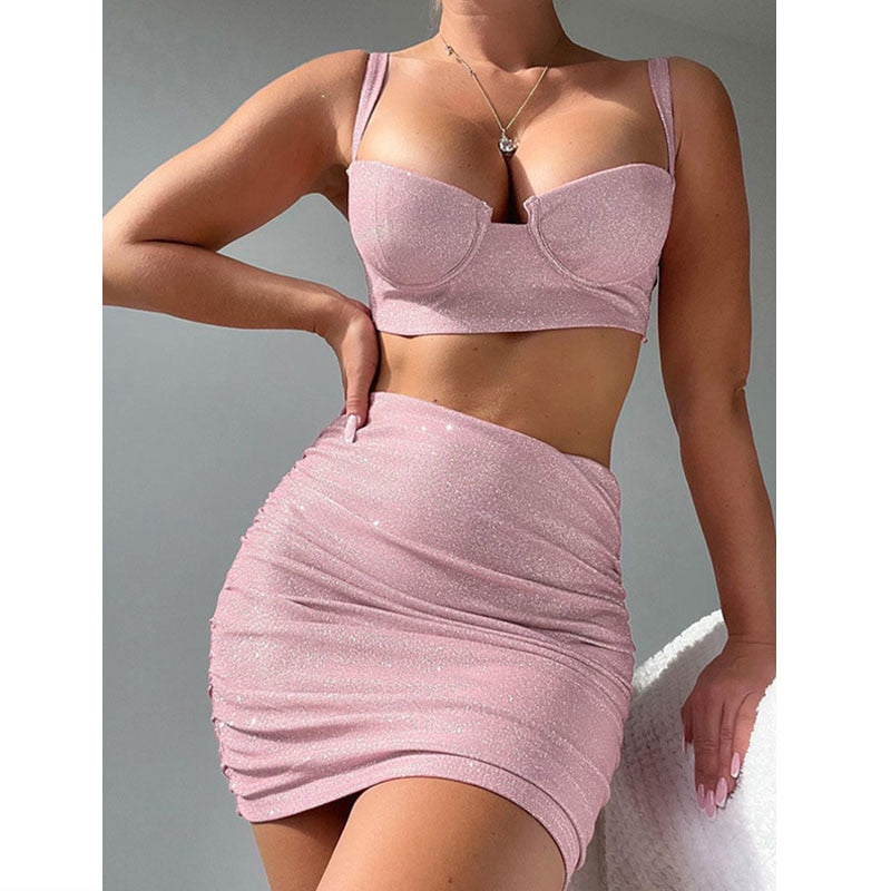 Roze glitter co-ord set