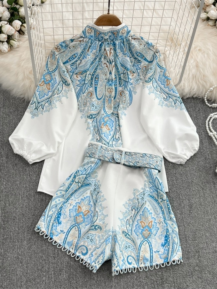 Two piece set met print