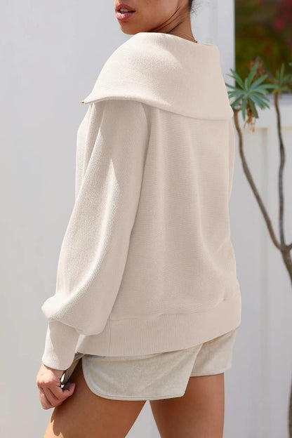 Witte oversized trui met grote kraag