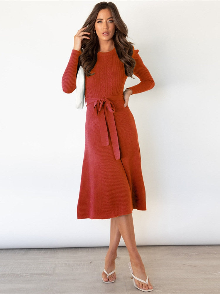 Knitted jurk met lange mouwen