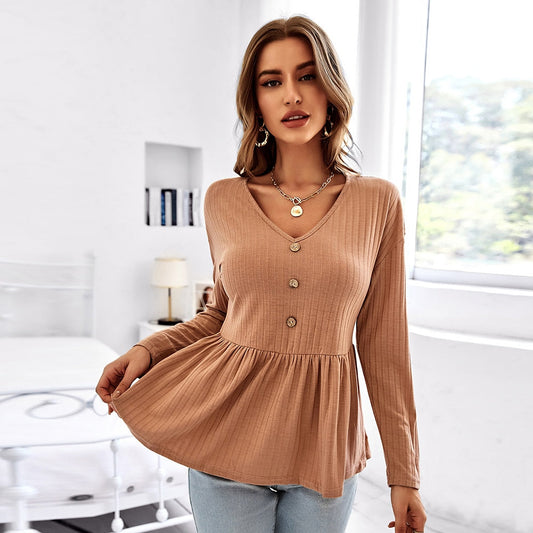 Bruine top met ruche