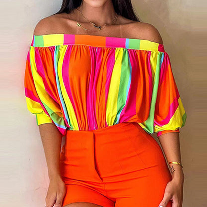 Multicolor off-shoulder blouse