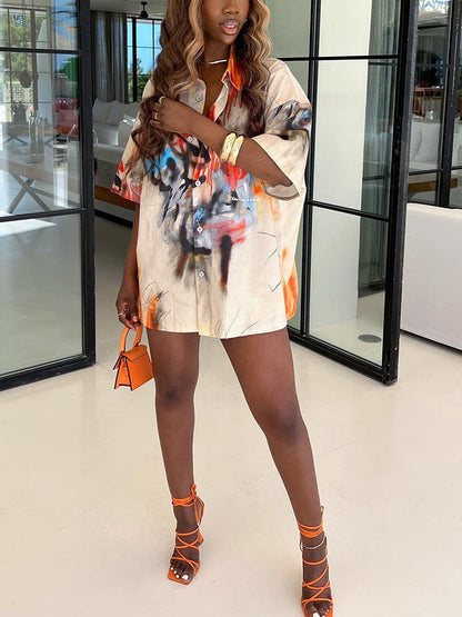 Oversized blouse met print