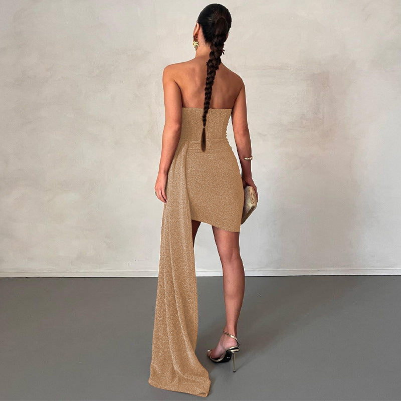 Strapless glitterjurk