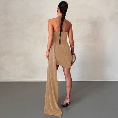 Strapless glitterjurk