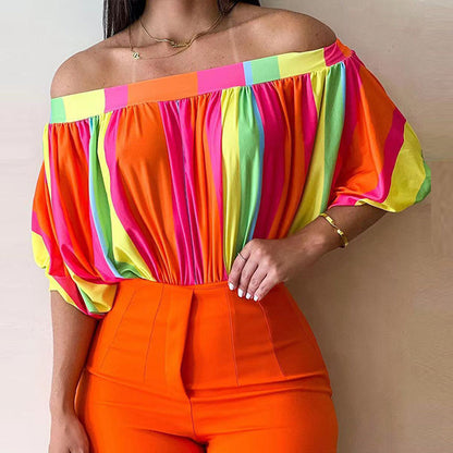 Multicolor off-shoulder blouse
