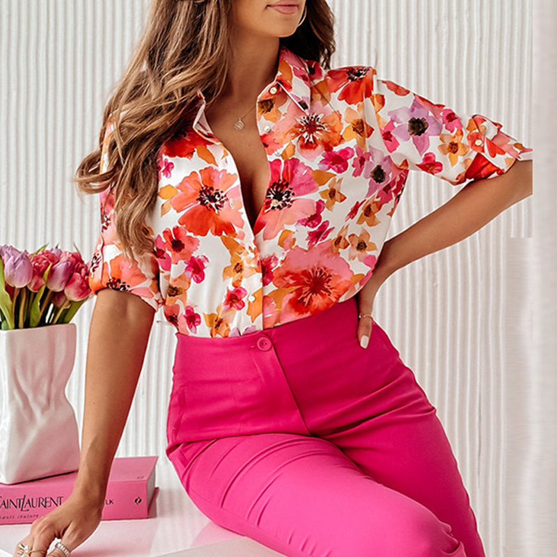 Witte blouse met bloemenprint