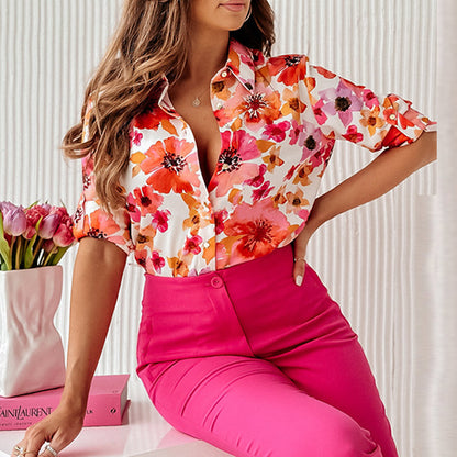 Witte blouse met bloemenprint